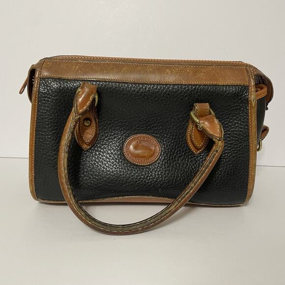 Dooney & Bourke Vintage Black Brown Leather Pebbled Hand Bag Purse - DAMAGED - Picture 1 of 16